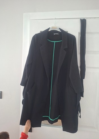 Siyah Midi Hamile Kaban Notch Yaka - Görsel 7