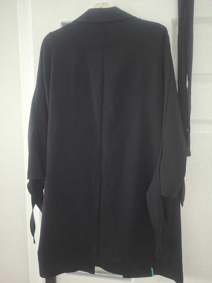 Siyah Midi Hamile Kaban Notch Yaka - Görsel 4