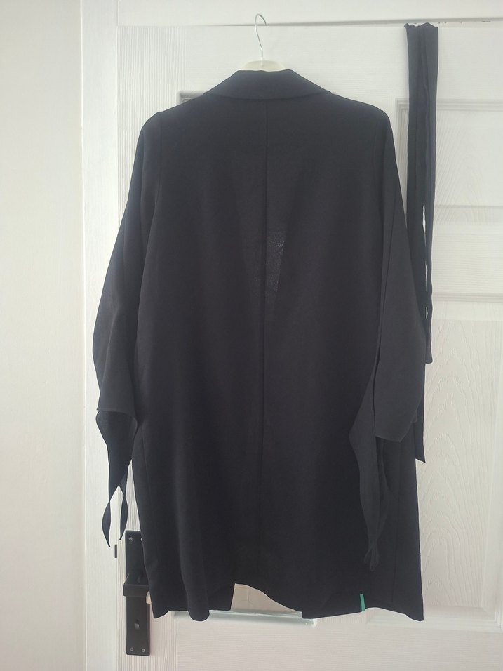 Siyah Midi Hamile Kaban Notch Yaka - Görsel 5