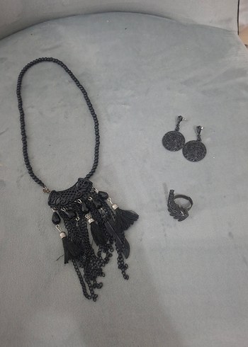 Siyah Bohem Püsküllü Kısa Kolye - Görsel 7