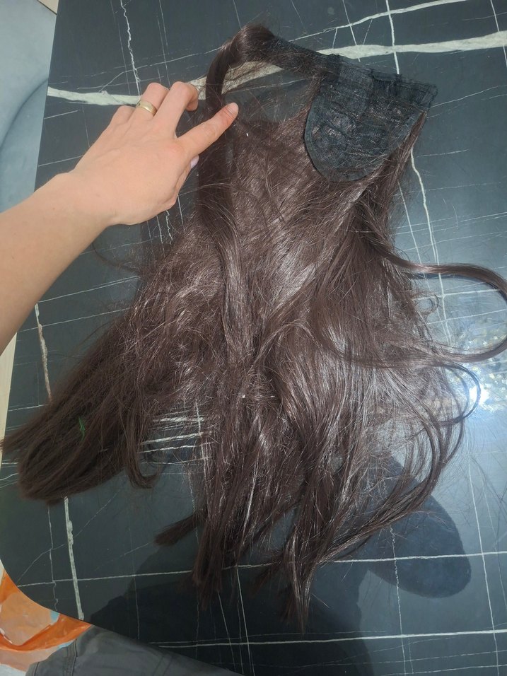 Kahverengi Püsküllü Sentetik Saç Aksesuarı - Görsel 2