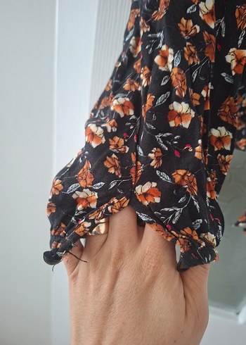 Bohem Uzun Kollu V Yaka Bağlamalı Bluz - Görsel 2