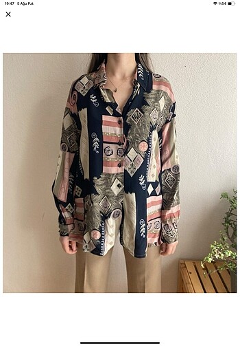 l Beden Vintage oversize gömlek
