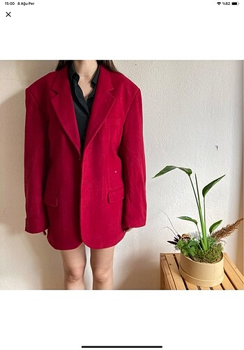 Vintage Oversize yün Blazer