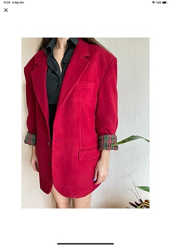 xl Beden Vintage Oversize yün Blazer