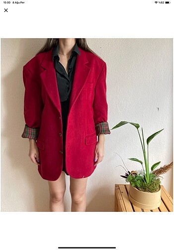 Diğer Vintage Oversize yün Blazer