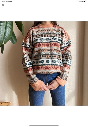Vintage Oversize yün kazak
