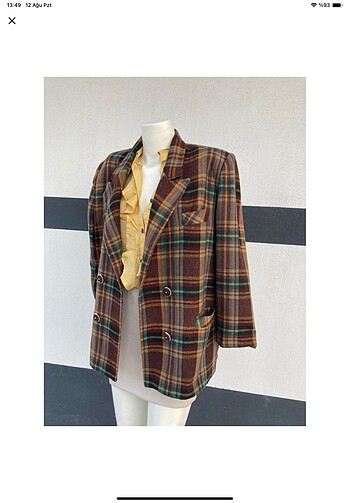 xl Beden Vintage çok renkli blazer