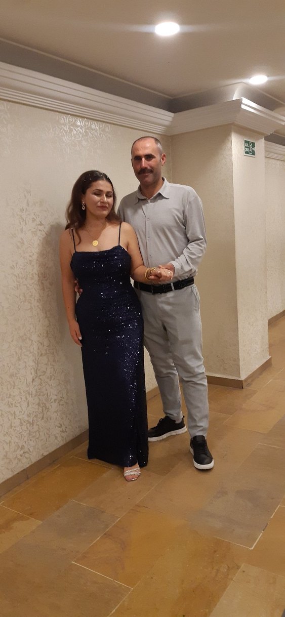 Parlak Lacivert Uzun Kadın Abiye Elbise - Görsel 3