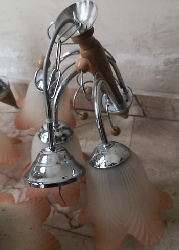 Adet fıyatı Bej Çiçek Desenli Tavan Lambası - Görsel 4