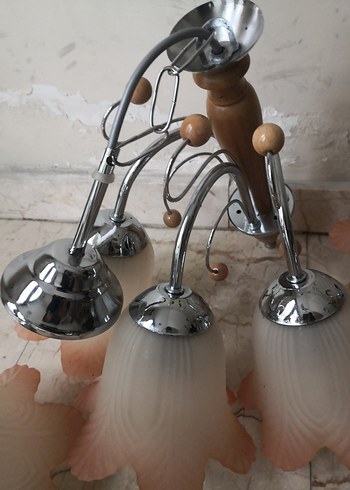 Adet fıyatı Bej Çiçek Desenli Tavan Lambası - Görsel 3