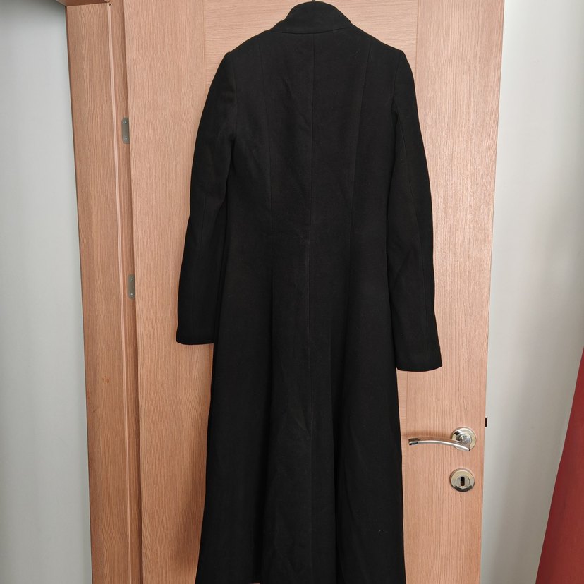 Düğmeli Siyah Uzun Kadın Kaban - Görsel 5