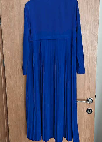 Mavi Pilili Uzun Kollu Gömlek Yaka Tunik - Görsel 3