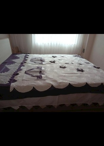 Nakışlı Beyaz ve mor Nevresim Takımı - Görsel 3