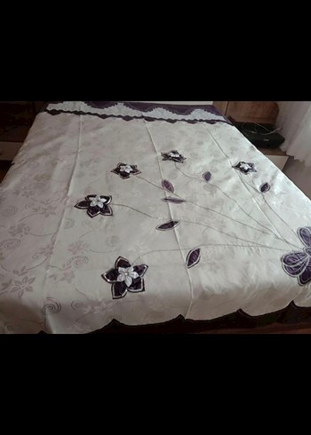 Nakışlı Beyaz ve mor Nevresim Takımı - Görsel 5