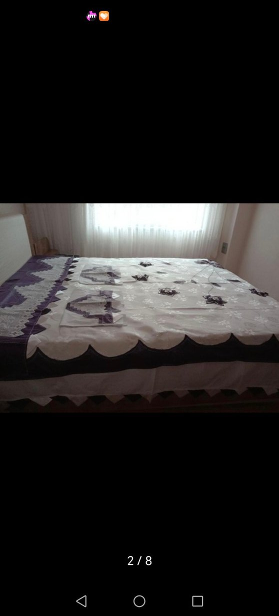 Nakışlı Beyaz ve mor Nevresim Takımı - Görsel 3