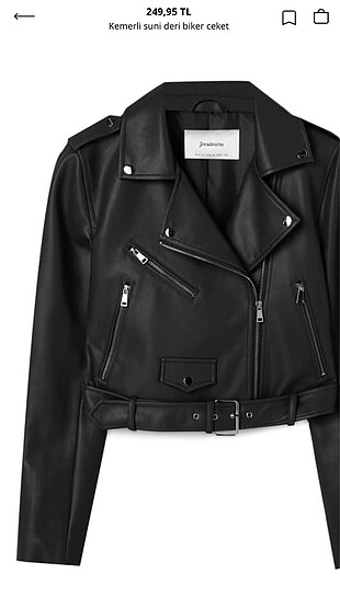 Stradivarius- Suni Deri Biker Ceket