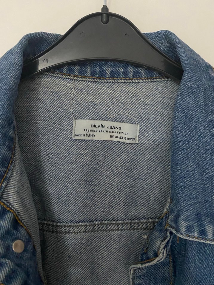 Düğmeli Mavi Kadın Kot Ceket - Görsel 2