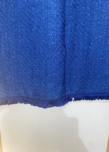 V Yaka Mavi Kadın Triko Elbise - Görsel 4