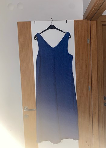 V Yaka Mavi Kadın Triko Elbise - Görsel 2