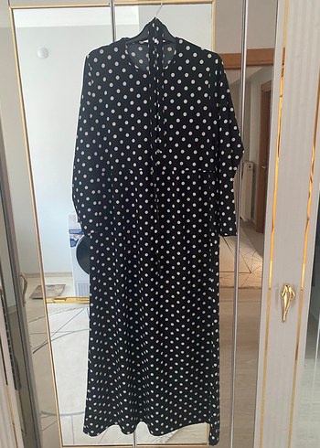 Puantiye Desenli Uzun Kollu elbise - Görsel 2