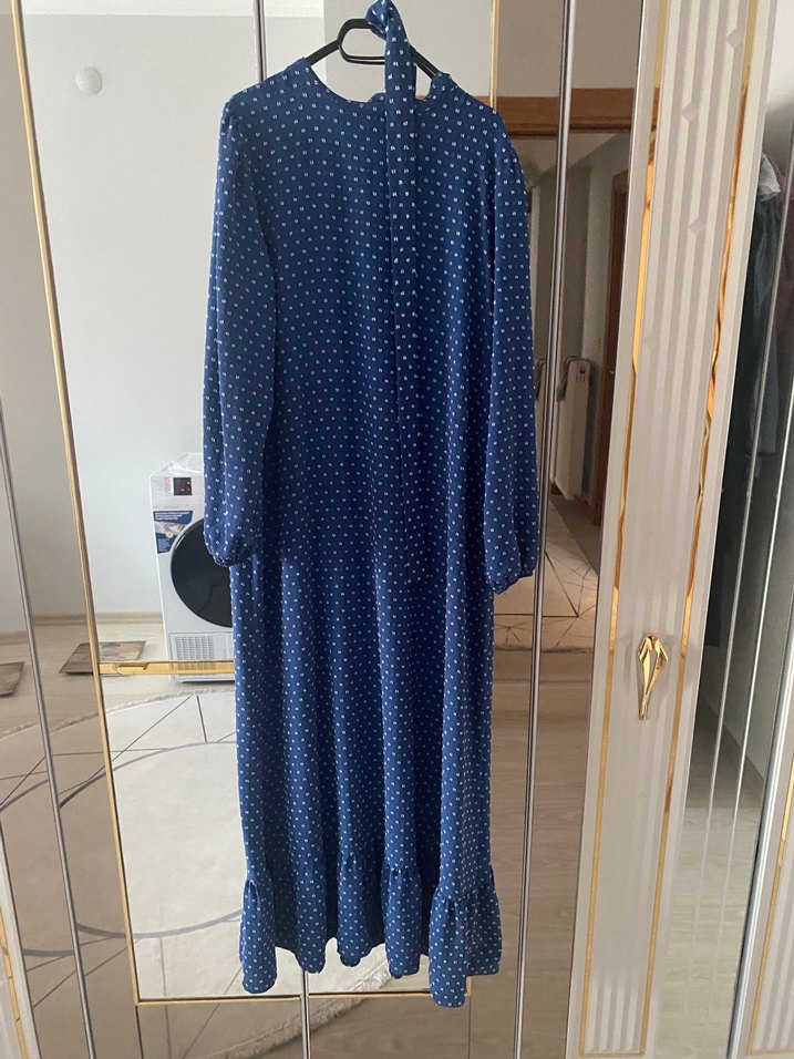 Düğmeli Lacivert elbise - Görsel 2