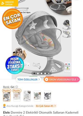Diğer Beden Elele Dormire 2 otomatik sallanan ana kucağı