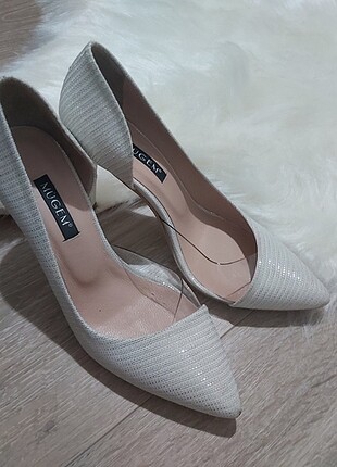 Tasarımcı Simli beyaz stiletto