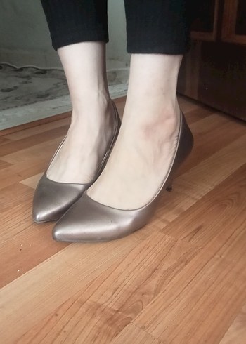 2K Klasik Topuklu Gri Stiletto