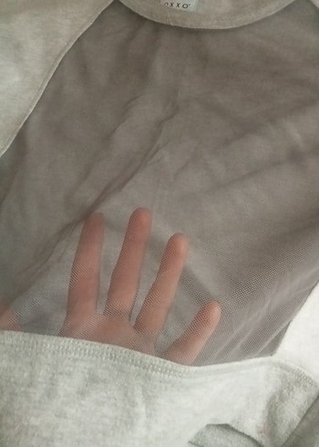 Gri Kadın Sweatshirt, Bisiklet Yaka, Uzun Kollu - Görsel 3