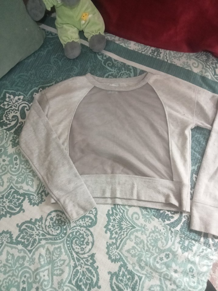 Gri Kadın Sweatshirt, Bisiklet Yaka, Uzun Kollu - Görsel 4