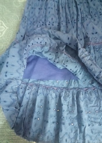 Mavi Uzun Volanlı Bohem Etek - Görsel 3