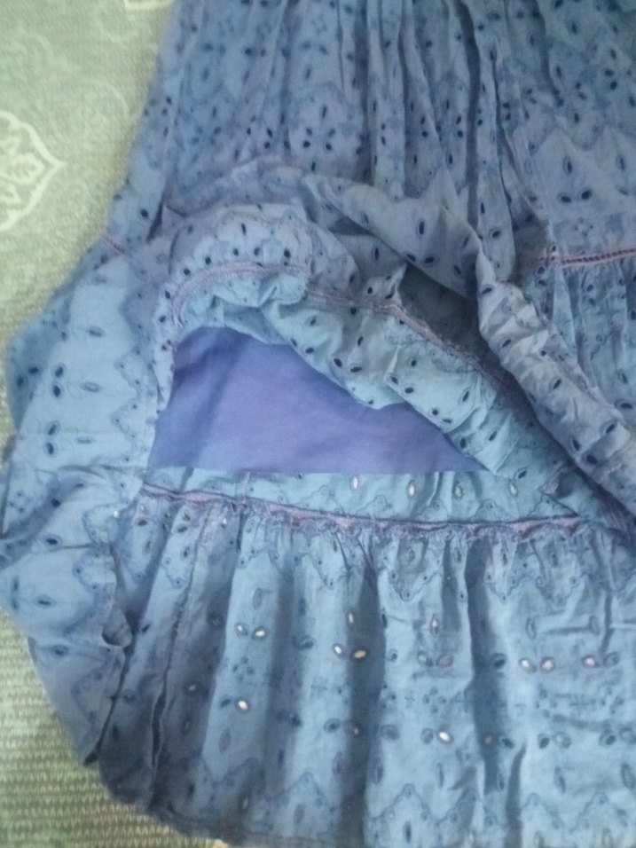 Mavi Uzun Volanlı Bohem Etek - Görsel 3