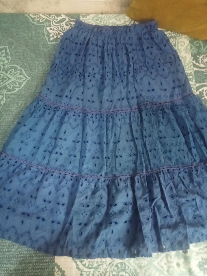 Mavi Uzun Volanlı Bohem Etek - Görsel 2