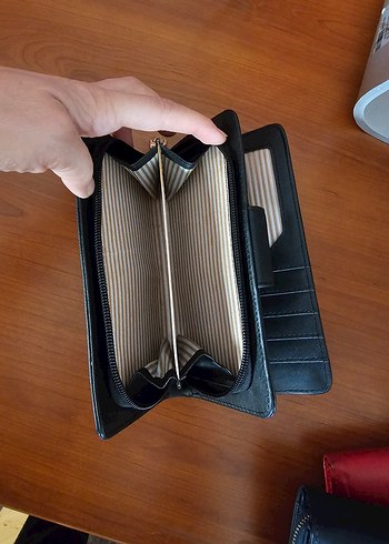 Nakışlı Siyah Deri Kadın cüzdanı - Görsel 6