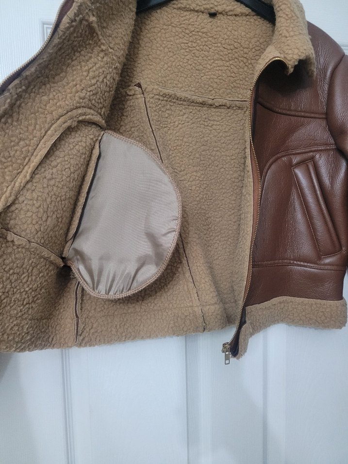Kahverengi Kürklü Deri Kadın Ceket - Görsel 5
