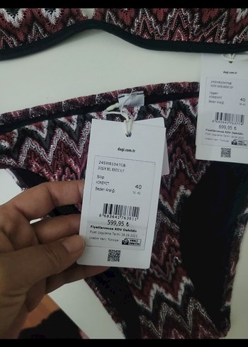 Bordo Örgü Desenli Bohem Bikini - Görsel 5