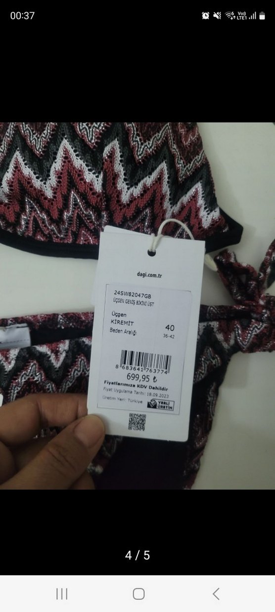 Bordo Örgü Desenli Bohem Bikini - Görsel 4