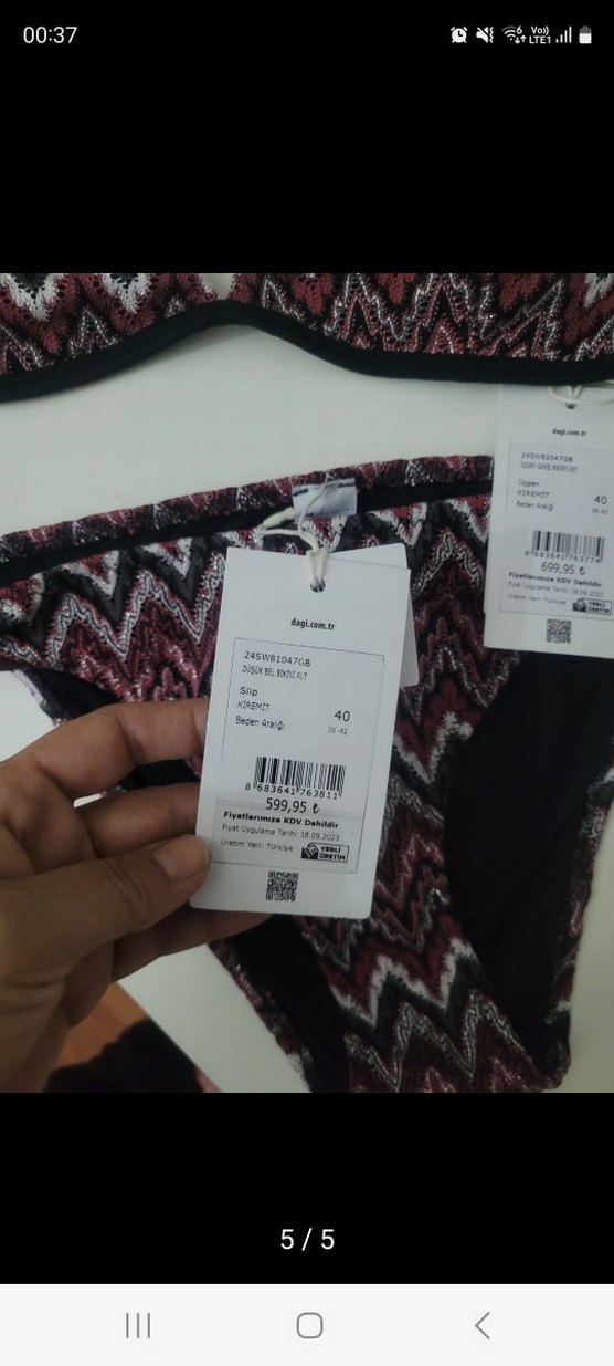 Bordo Örgü Desenli Bohem Bikini - Görsel 5