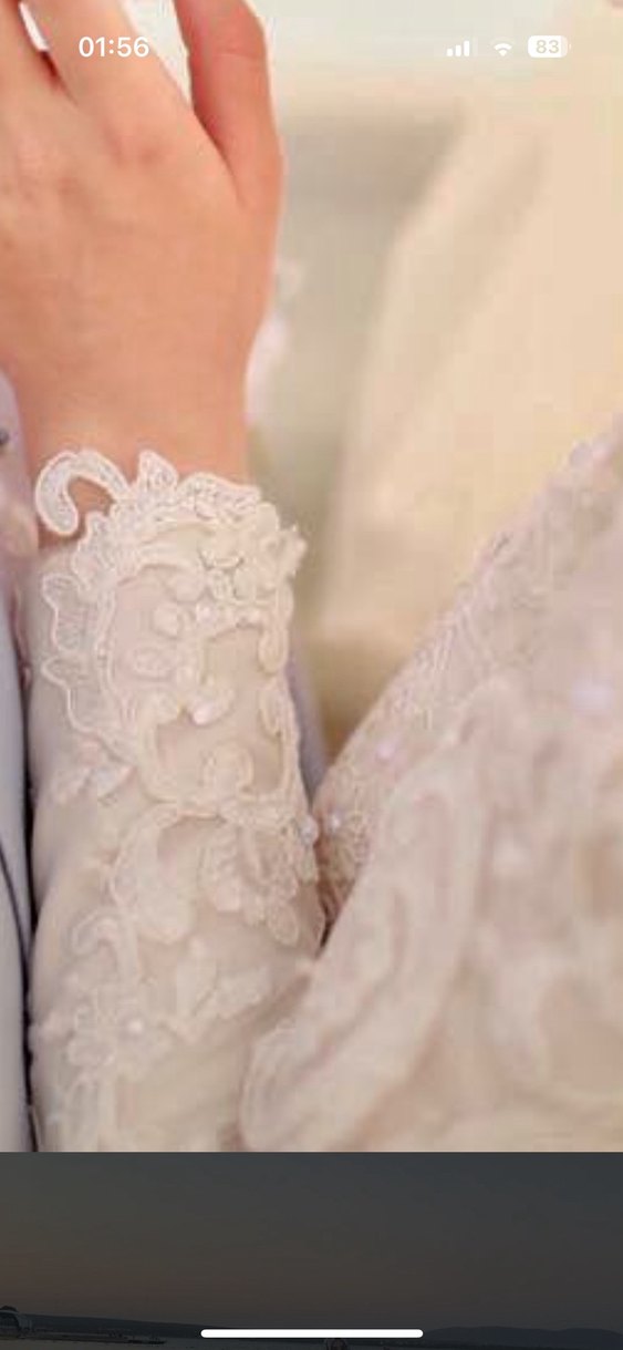 Uzun Kollu Beyaz Vintage Prenses Gelinlik - Görsel 2