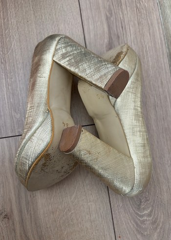 Kadın Altın Platform Topuk Abiye Ayakkabı - Görsel 5