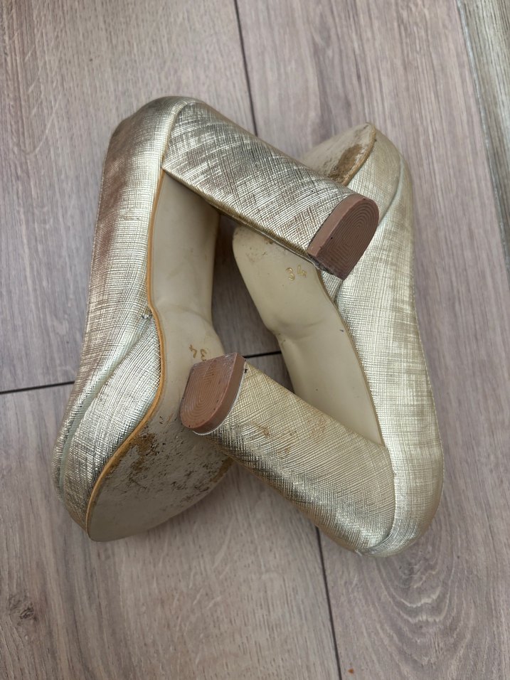 Kadın Altın Platform Topuk Abiye Ayakkabı - Görsel 5