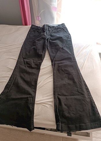 Siyah Kadın Bol Kesim Kemerli Street Wear Kot Pantolon