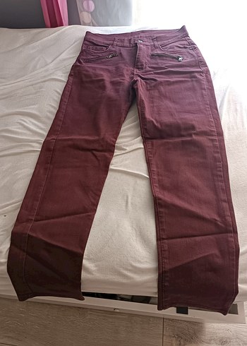 Bordo Kadın Kumaş Pantolon Fermuarlı