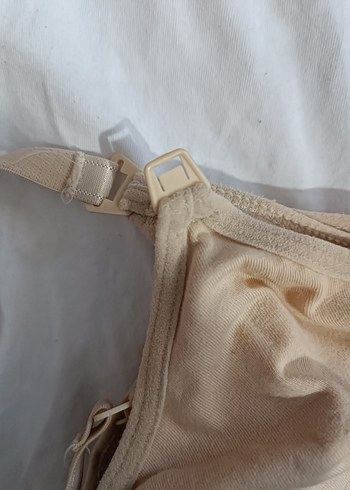 Kadın Beyaz Keten Askılı Basic emzirme Atleti ve sütyeni - Görsel 4