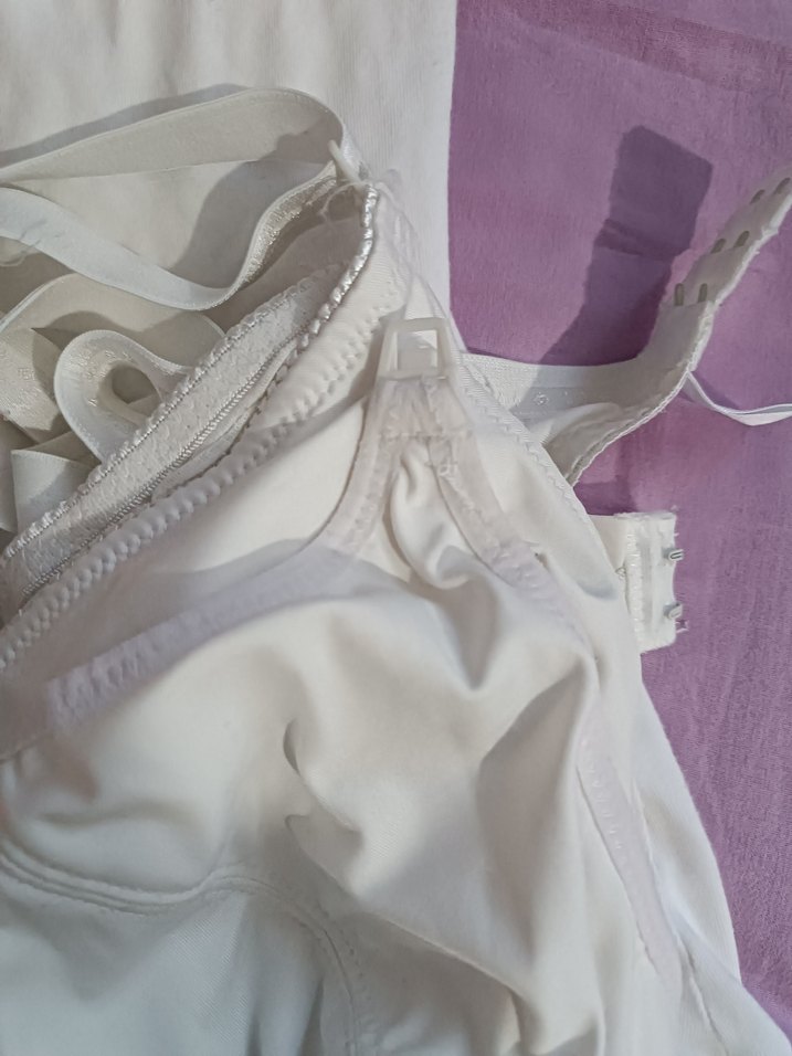 Kadın Beyaz Keten Askılı Basic emzirme Atleti ve sütyeni - Görsel 5