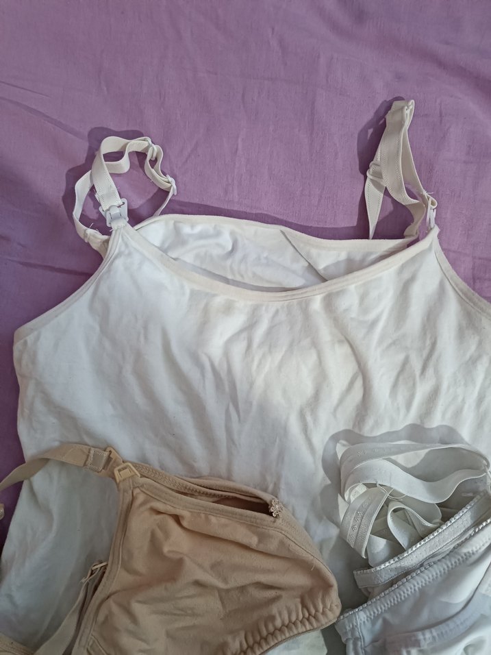 Kadın Beyaz Keten Askılı Basic emzirme Atleti ve sütyeni - Görsel 3