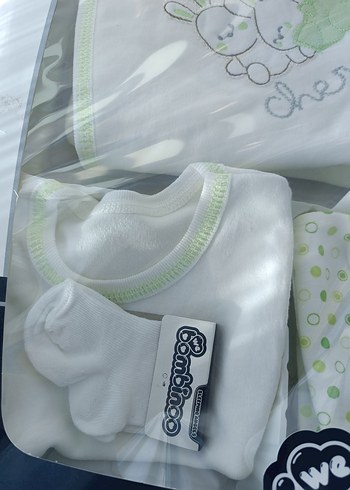 Yeşil Baskılı Bebek zıbın seti - Görsel 5