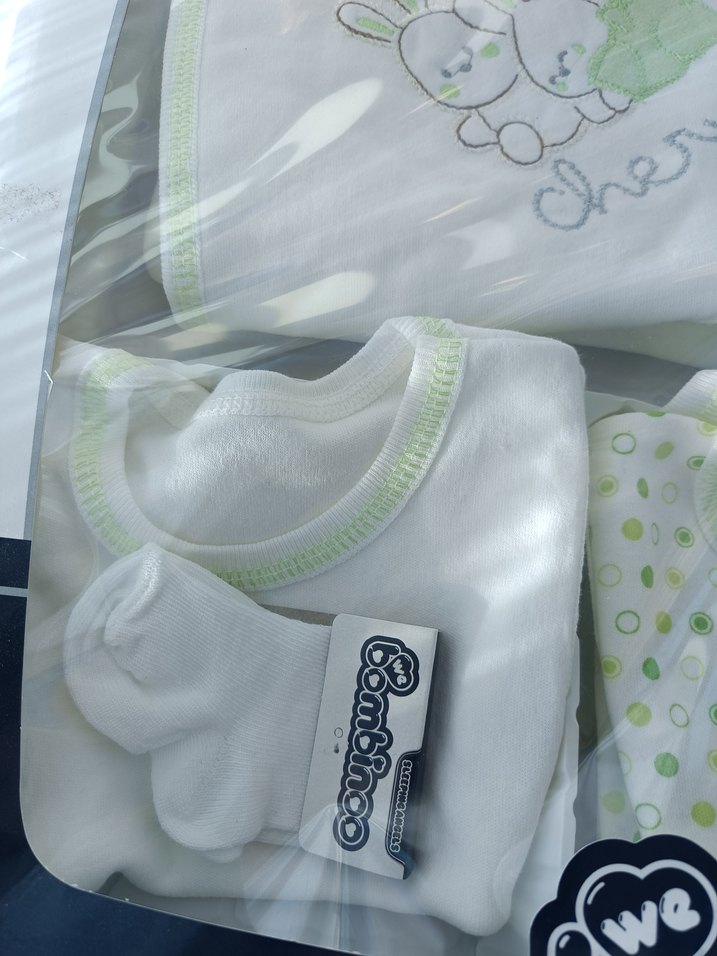 Yeşil Baskılı Bebek zıbın seti - Görsel 5