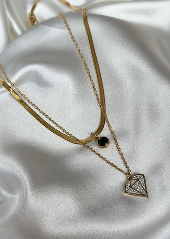 Altın Renkli Mini Zincir Detaylı Kadın Kolye - Görsel 2